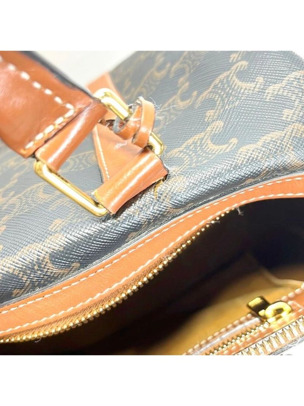 Celine Boston Bag Triomphe Canvas Tan Mini - Picture 16 of 16